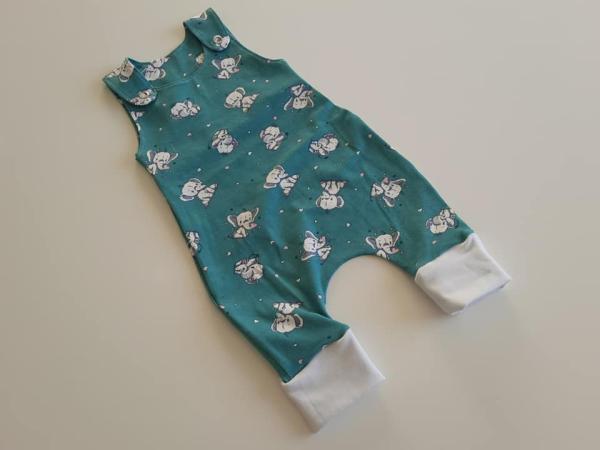 Strampler Elefanten Grün-Weiss 1